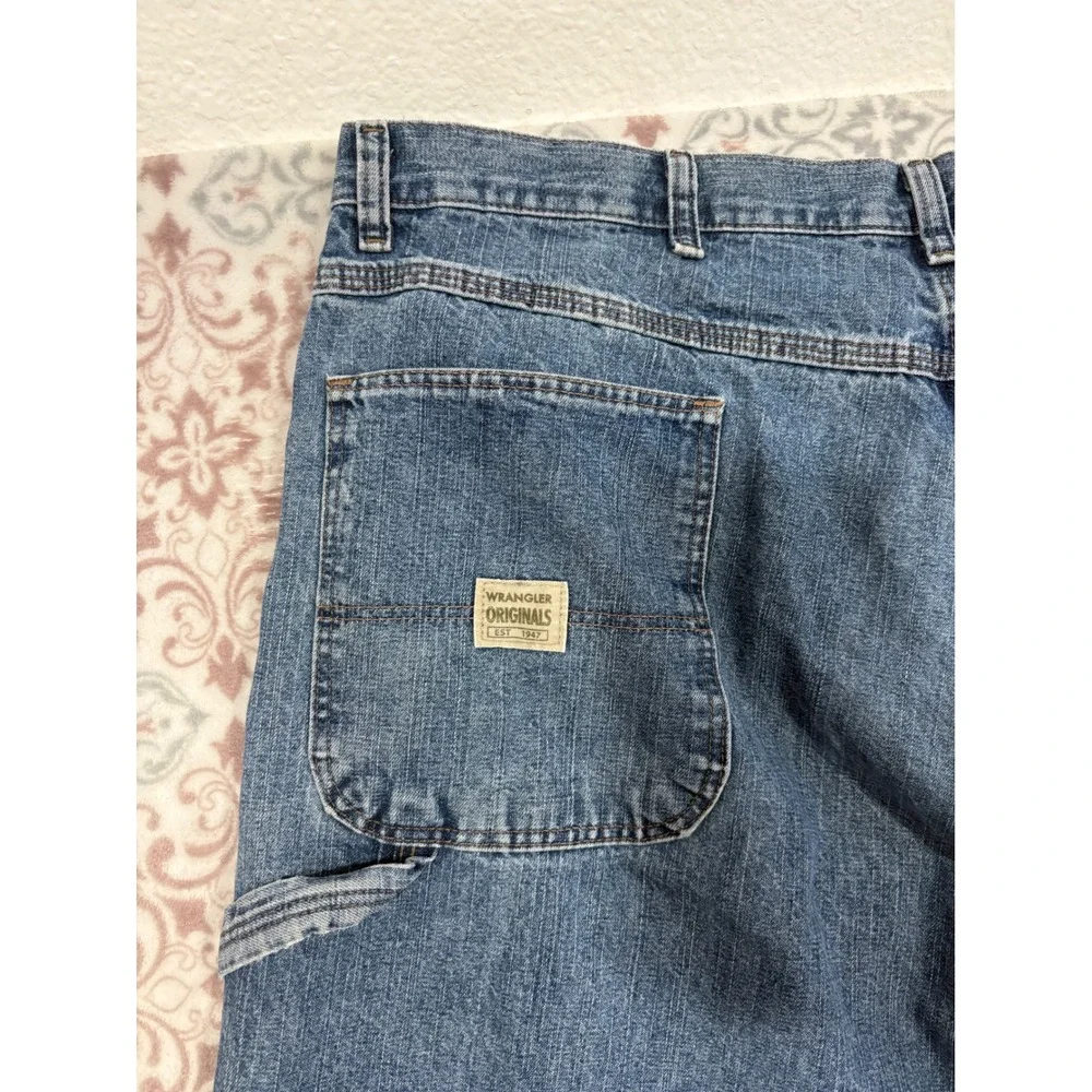Wrangler Carpenter Jeans Mens 40x30 Blue Denim Workwear Loose Fit 94OROAS